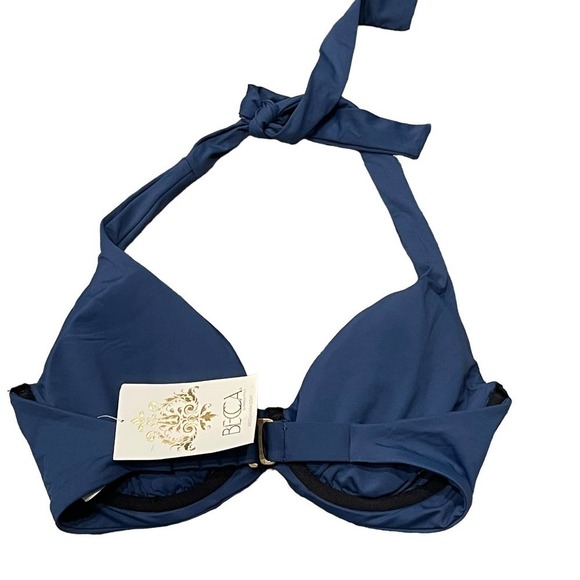 Becca Color Code Underwire Halter Bikini Top D-F Cups Shadow Size 32D NWOT - Picture 7 of 8